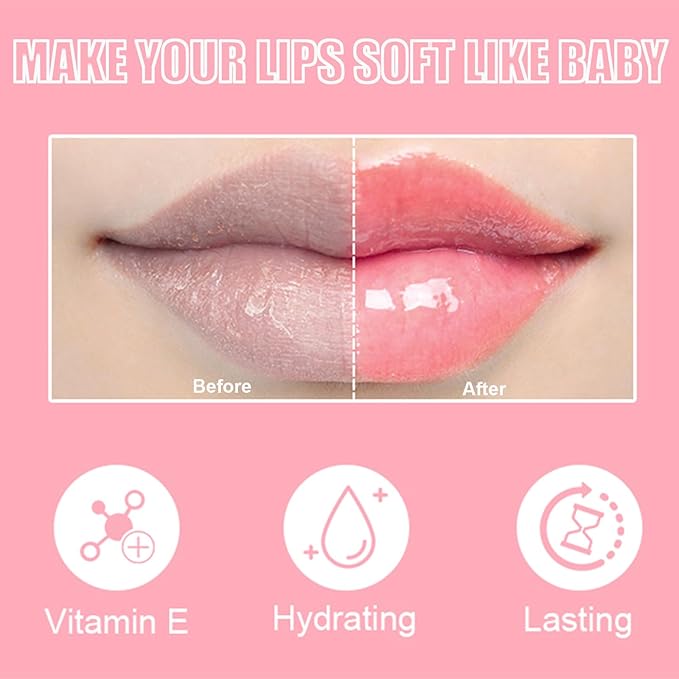 2Pcs Crystal Jelly Lip Oil Big Brush Head Moisturizing Lip Gloss Hydrating Tinted Lip Balm, Long Lasting & Nourishing Lip Glow Oil, Non-sticky Fresh Texture-BrightBean Baby
