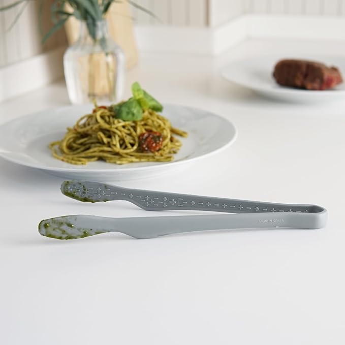 carrotez Silicone Tongs for Cooking, Anti-Slip,Non-Scratch Kitchen Tongs 9.5 inch Silicone Tongs 1Pack - Gray