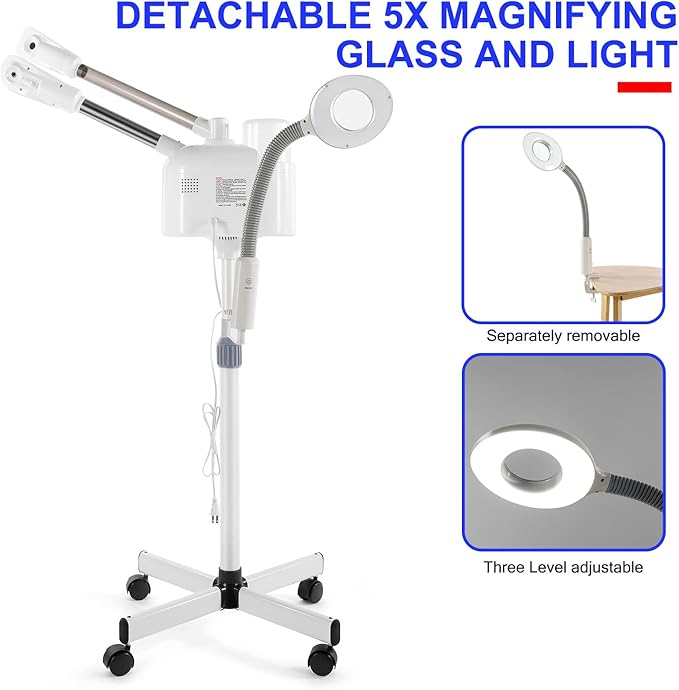 Professional Facial Steamer 3 in 1 Steamer for Face with Hot & Cold Nozzle 5X LED Magnifying Lamp Facial Steamer for Esthetician Beauty Face Equipment Use at Home or Salon-BrightBean Baby