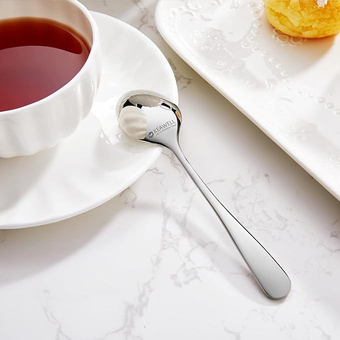 KEAWELL Premium Louise Demitasse Espresso Spoons, 18/10 Stainless Steel Mini Coffee Spoons, Dishwasher Safe (5.6 inches, 12)