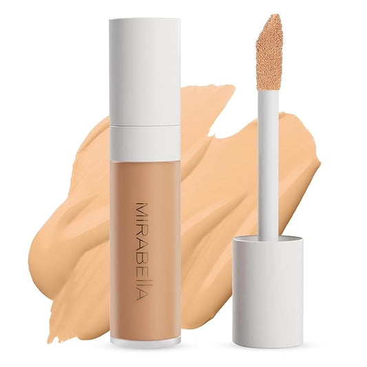 Mirabella Invincible For All Perfecting Under Eye Concealer Full Coverage - Hydrating Makeup Concealer for Dark Circles, Fine Lines & Wrinkles w/Hyaluronic Acid - Medium M130-BrightBean Baby