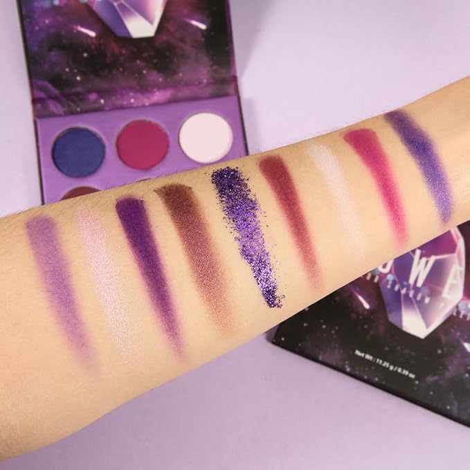 docolor Eyeshadow Palette 9 Colors Gemstone Shadow Palette Highly Pigmented Mattes Shimmers Smokey Glitter Cream Colorful Powder Blendable Long Lasting Waterproof Makeup Palette-Purple-BrightBean Baby