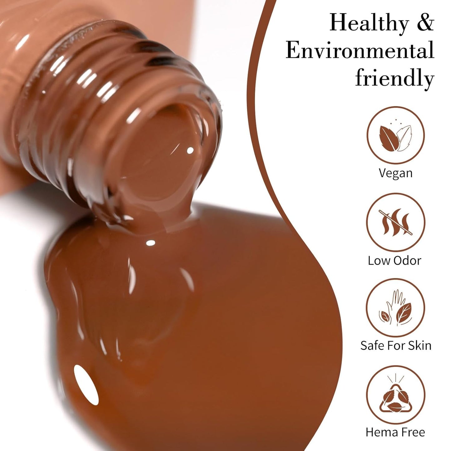 CANNI Brown Gel Nail Polish, 1Pcs Caramel Coffee Brown Color High Gloss Soak Off UV Nail Polish Gel Manicure Salon DIY-BrightBean Baby