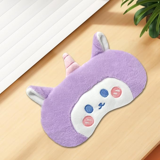 PERFECTSIGHT Sleep Eye Masks, Cute Plush Sleep Eye Cover Lightweight Adjustable Eyeshade Faux Fur Mask Cover for Women Men Sleep Travel Nap, Purple Unicorn-BrightBean Baby