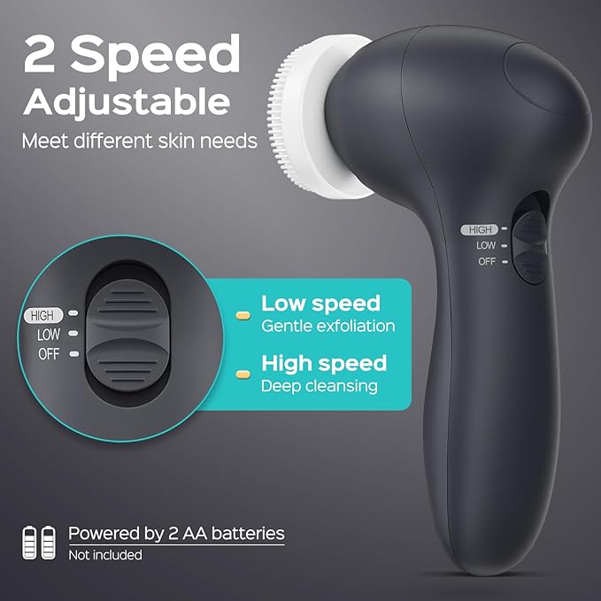 COSLUS Face Scrubber Facial Cleansing Brush: 2 Speed Adjustable Face Cleansing Brush for Sensitive Skin, Beard Care - Deep Cleansing & Gentle Exfoliating, Portable for Travel & Shower, for Men Teens-BrightBean Baby