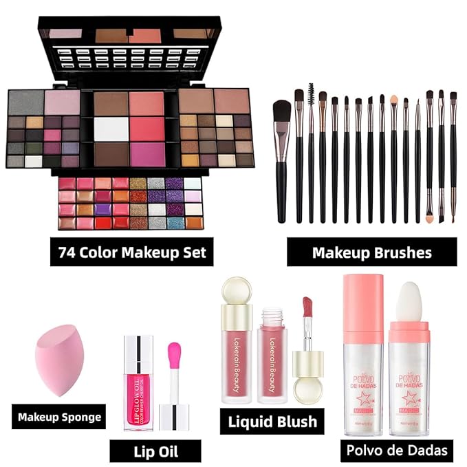 74 Colors Makeup Kit - Makeup Sets - Makeup palettes with 36 Eyeshadow - All in One Makeup Kit for Women and Girls Full Kit for Valentine's Day Gifts-BrightBean Baby