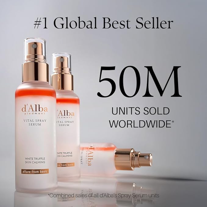 d'alba Piedmont Italian White Truffle Vital Spray Serum, Vegan Skin Care, Calming and Hydrating Facial Mist for Red and Sensitive Skin, Glow Serum, Surfactant Free, All in One, Korean Skin Care-BrightBean Baby