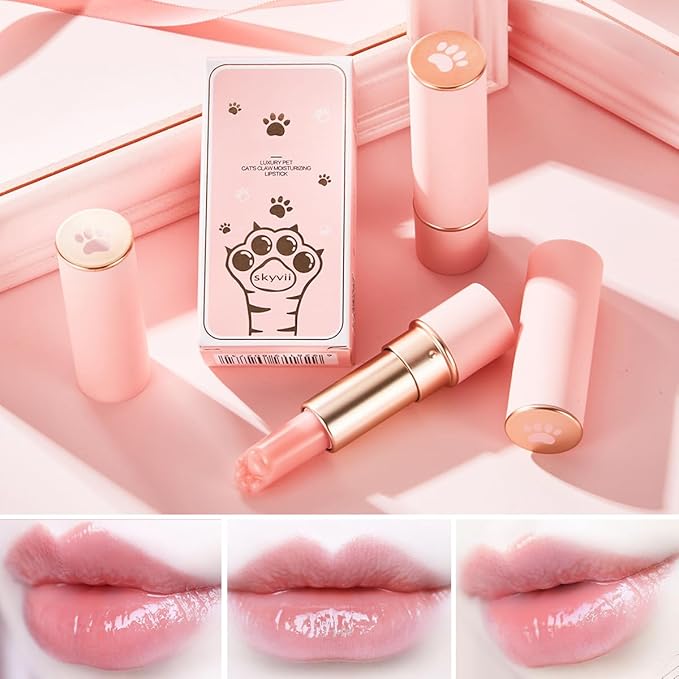 2PCS Thermochromic Lip Balm,Cat Paw Shaped Color Changing Lip Balm, Mini Cute Moisturizing Lip Balm, Long Lasting Lip Balm for Dry Lips Temperature Change Fruit Jelly Lipstick for Female Student-BrightBean Baby