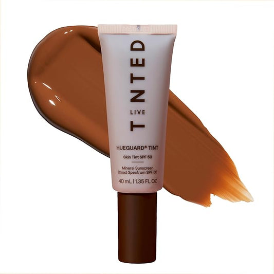 Live Tinted Hueguard Skin Tint SPF 50 - Tinted Mineral Sunscreen with Light-Medium Buildable Coverage With a Hydrating and Radiant Finish - Water and Sweat Resistant, 1.35 fl oz - Shade 03-BrightBean Baby