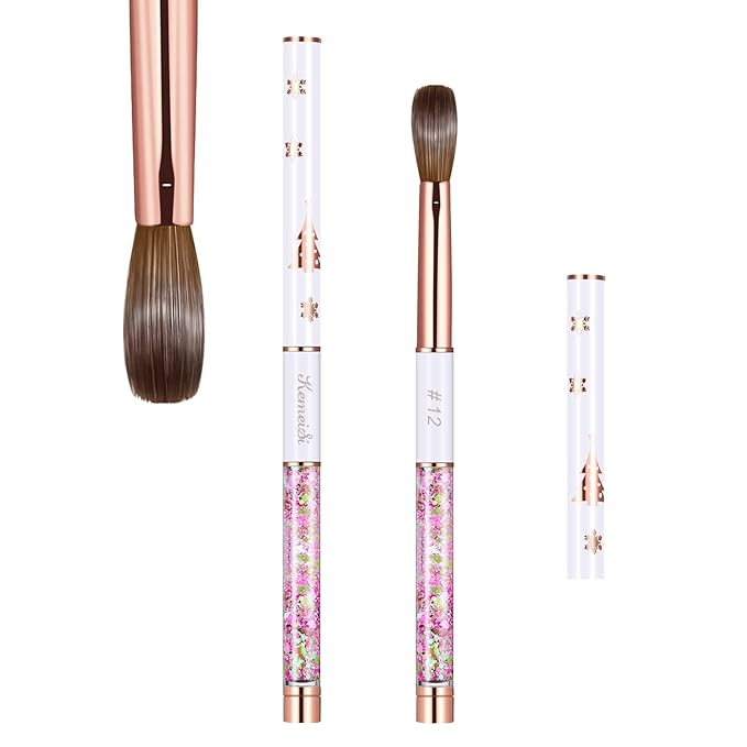 Acrylic Nail Brush Size 12,KEMEISI 100% Pure Kolinsky Nail Art Brushes Sturdy Handle Oval Shaped Acrylic Powder Nail Design Tools for Professional Manicure DIY Home Salon (White)-BrightBean Baby