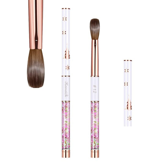 Acrylic Nail Brush Size 12,KEMEISI 100% Pure Kolinsky Nail Art Brushes Sturdy Handle Oval Shaped Acrylic Powder Nail Design Tools for Professional Manicure DIY Home Salon (White)-BrightBean Baby