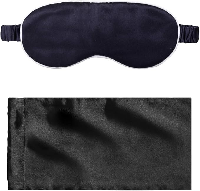 Silk Sleep Mask Light Blocking Luxury 100% Mulberry 19mm Silk Eye Mask Eye Cover Blindfold Ultra Soft Light & Comfy Anti Aging Skin Care with Travel Bag Gift Package-BrightBean Baby