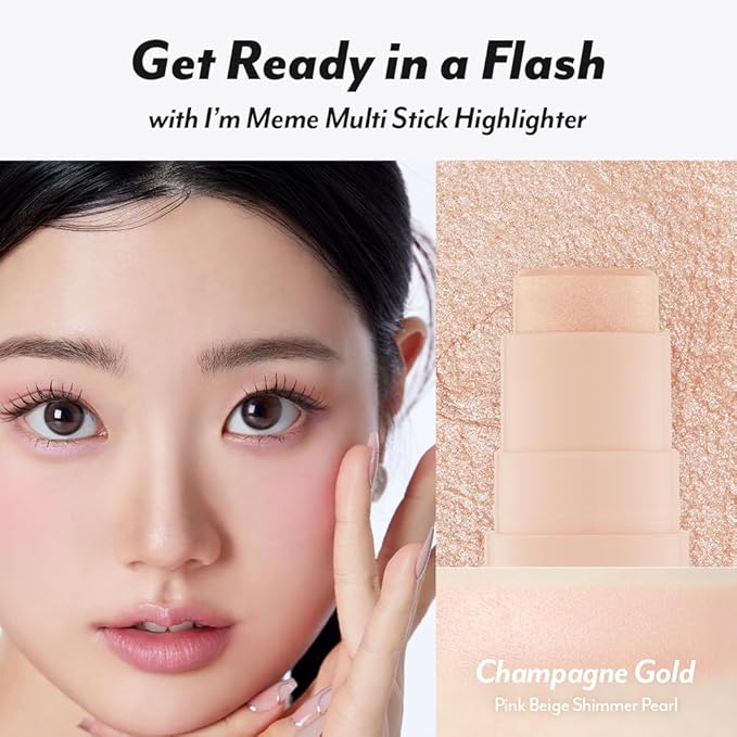 I'm Meme Highlighter Stick for Face - I'm Multi-stick | Daily Use, Buildable, Portable, Easy Blending Matte Finish, 001 Champagne Gold, 0.25 Oz-BrightBean Baby