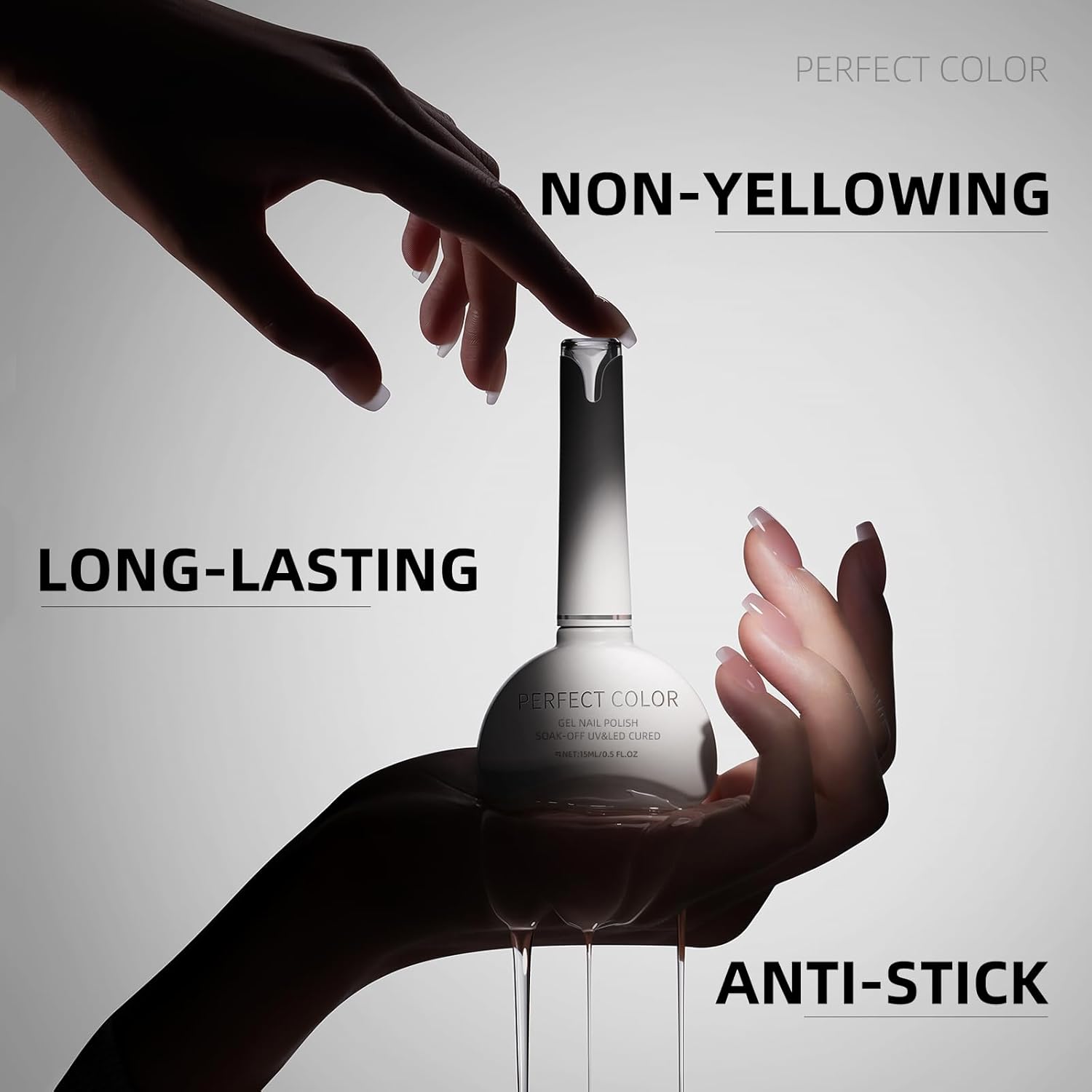 PERFECT COLOR Chrome-Proof Matte Top Coat, UV/LED Cured Gel Nail Polish, Anti-Stick Long-Lasting Formula, 0.5 Fl Oz-BrightBean Baby