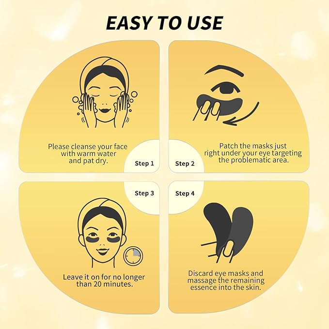 Under Eye Patches(12 Pairs), 24K Gold, Caffeine, Retinol Eye Masks for Puffy Eyes, Wrinkles, Dark Circles, Undereye Bags Treatment - Restoring & Awakening & Moisturizer Skin care Gift for Women-BrightBean Baby