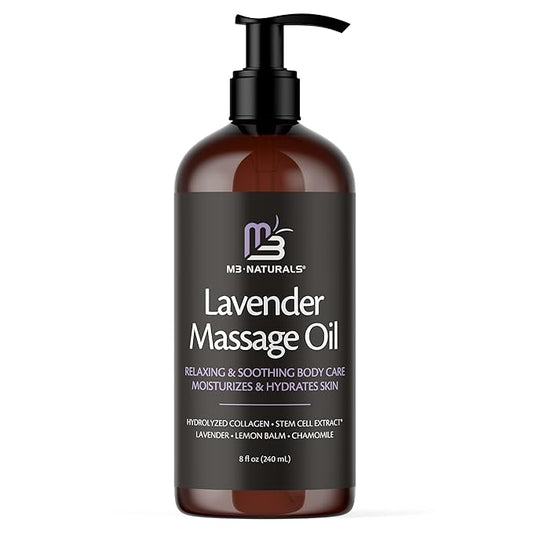 Lavender Sensual Massage Oil with Collagen and Stem Cells, Skin Tightening Therapy for Bum, Thighs, and Belly, Fast-Absorbing Cellulite Oil by M3 Naturals-BrightBean Baby