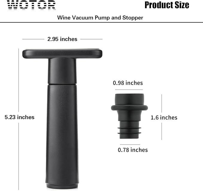 WOTOR Wine Saver Vacuum Pump with 8 Stoppers, Wine Stopper & Preserver, Reusable Bottle Sealer Keeps Fresh, Ideal Accessories Gift (Flat Handle)