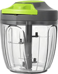 Manual Food Processor Vegetable Chopper, Portable Hand Pull String Garlic Mincer Onion Cutter for Veggies, Ginger, Fruits, Nuts, Herbs, etc., 900ml-Gray