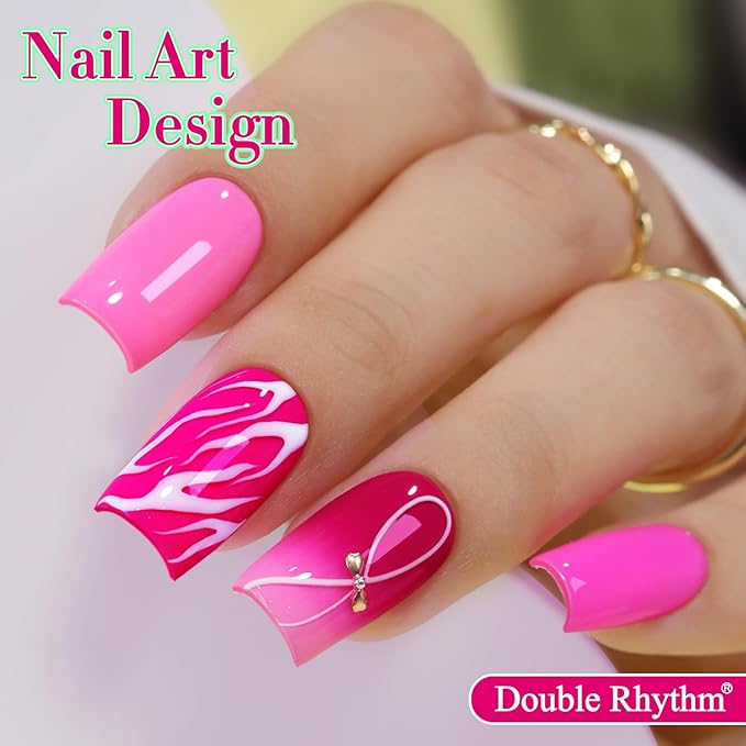 Double Rhythm 6 Pcs 15 ML Gel Polish Set Same Color Same Bottle Soak Off Gel Polish Kit Nail Art Manicure Salon DIY at Home for Women (Bright Neon Light Pink Purple-T6-13)-BrightBean Baby