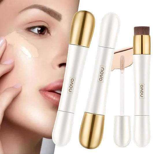 Happyhours 2 in 1 Foundation Anti-Wrinkle Concealer with Built-in Brush, Novo Foundation and Concealer Double Head Makeup Stick, Waterproof Long Lasting Anti-Wrinkle Concealer Foundation (2Pcs-02)-BrightBean Baby