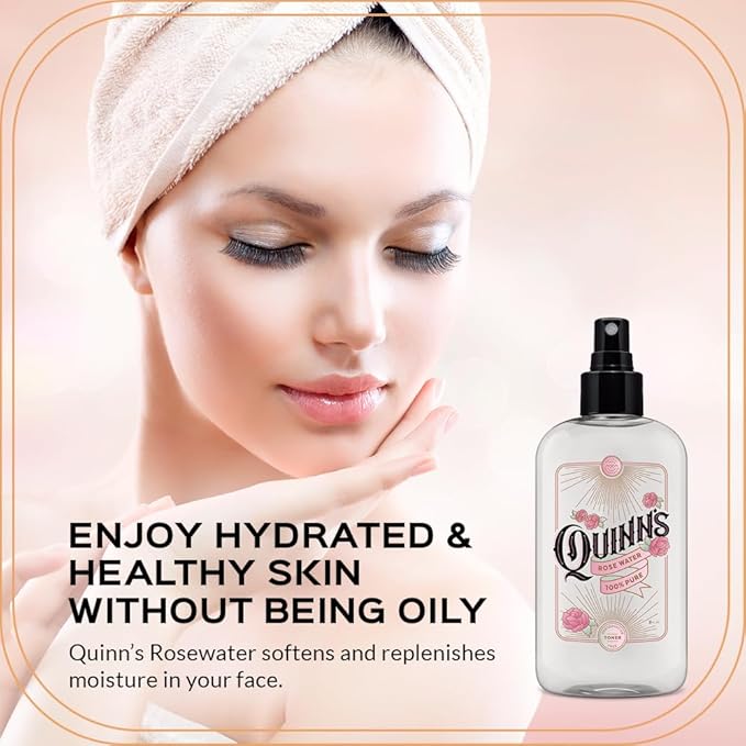 Quinn’s Rose Water - Hydrating Facial Toner Spray, Rosewater for Hair, Skin & Face Mist, 8 Ounce-BrightBean Baby