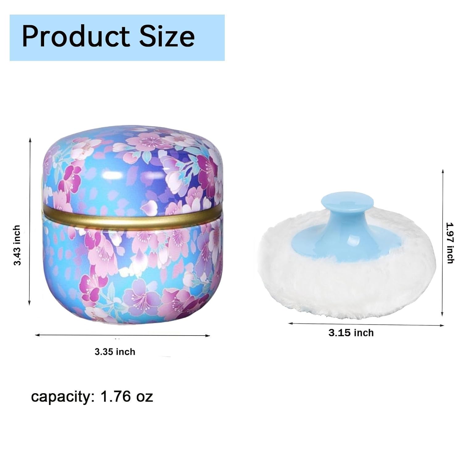 Body Powder Puff and Container, 3.35" Portable Dusting Powder Container with Soft Puff Loose Powder Case Box Jar with Lids for Baby Women Home and Travel Use-BrightBean Baby