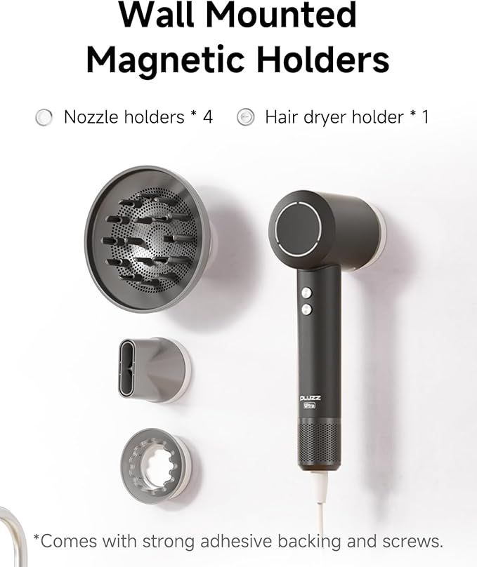 PLUZZ Professional Hair Dryer with Diffuser for Curly Hair, 400M Negative Ionic Blow Dryer for Fast Drying, 120,000 RPM High-Speed Brushless Motor, Low Noise Lightweight, Travel-Friendly, Women & Men-BrightBean Baby