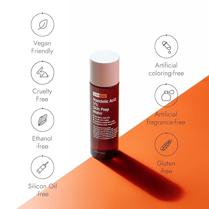 BY WISHTREND Mandelic Acid 5% Skin prep Water, Gentle Skin Renewal, Korean Exfoliator, Aha Bha Toner, for Sensitive Skin, Helping clogged pores, Glow up (4.1 Fl Oz (Pack of 1))-BrightBean Baby