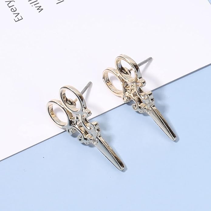 Punk Scissors Stud Earrings Gold Barber Earrings Minimalist Petite Earrings Personalized Earrings for Women and Girls Hair Stylist Gifts-BrightBean Baby