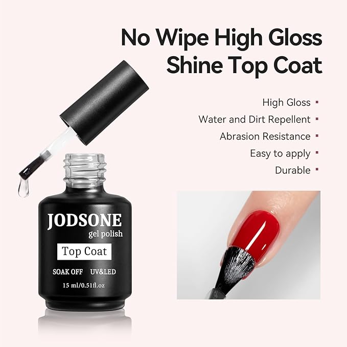 JODSONE 3 Bottles of Top Coat Matte Top Coat Base Coat Set Soak off Salon Use Home DIY Nail Gel-BrightBean Baby