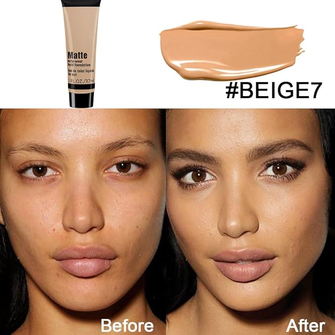 1 Pack Liquid Foundation Cream for Face Makeup,Durable Full Coverage Matte Concealer Make Up,Oil Control & Waterproof Base Primer -1 Fl.Oz-BEIGE 6#-BrightBean Baby