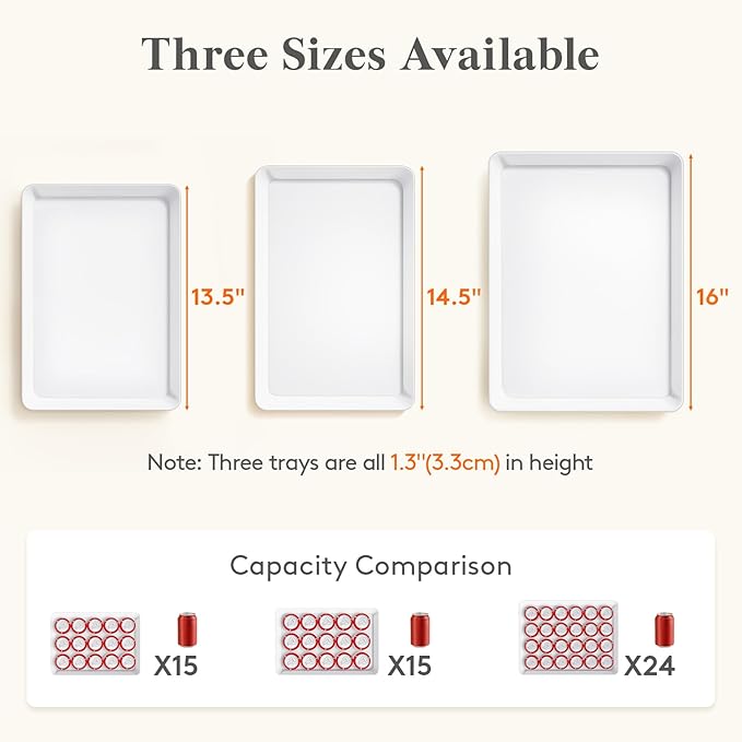 Lifewit Plastic Serving Tray for Party Supplies, 4 Pcs White Trays for Serving Food, Reusable Large Platter for Buffet, Fruit, Snack, Rectangle, Thanksgiving Christmas Essentials, 14" x 10"