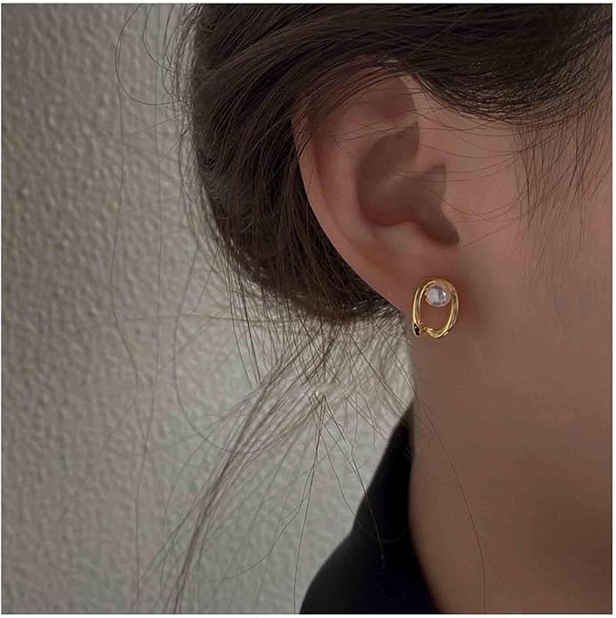 Vintage Pearl Claw Earrings Pearl Claw Stud Earrings Gold Circle Earrings Minimal Pearl Earrings Jewelry for Women-BrightBean Baby