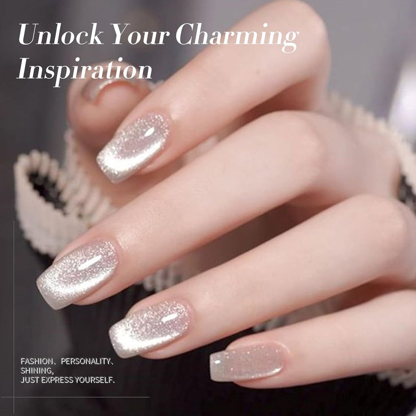 Born Pretty Cat Magnetic Eye Gel Nail Polish, Holographic Glitter Super Shine Gel Nail Polish Soak Off Led Nail Polish Nail Art Gel Manicure Salon DIY Gifts 15ML-BrightBean Baby