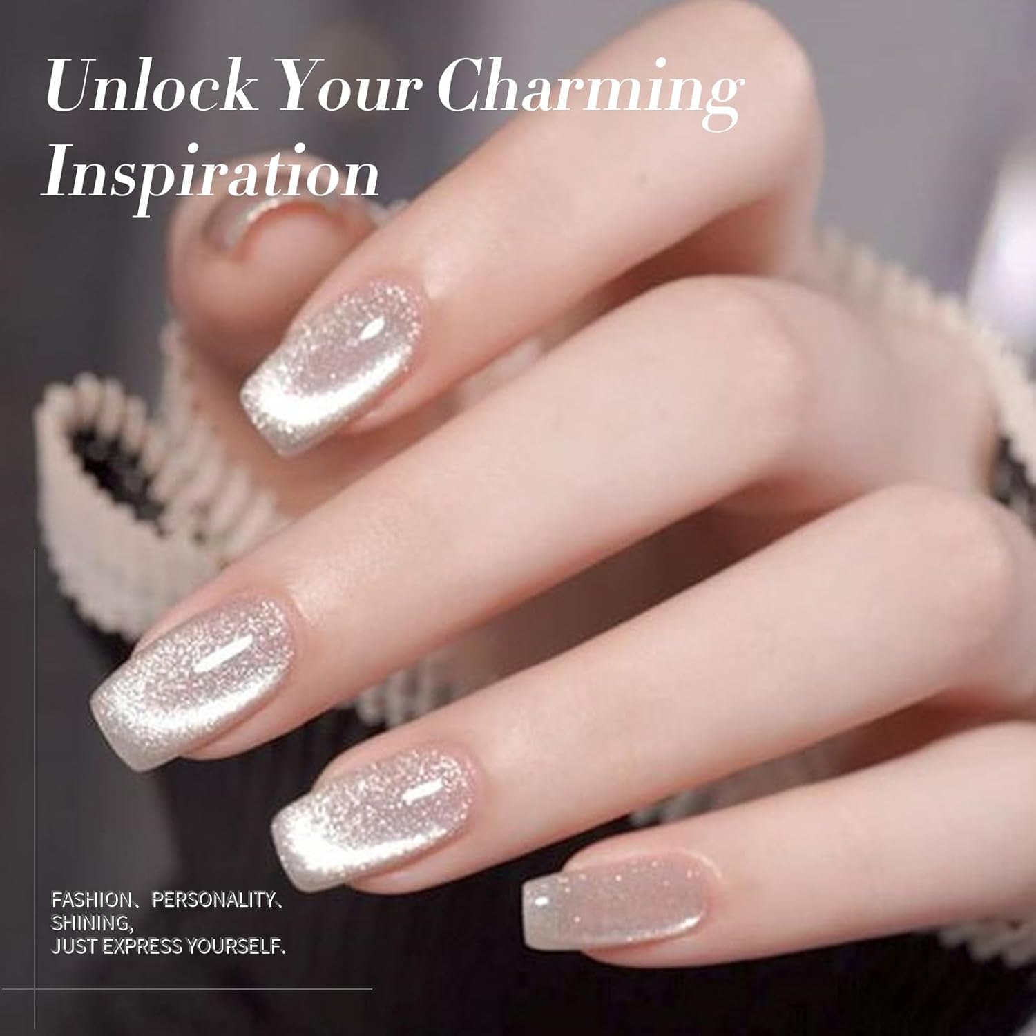 Born Pretty Cat Magnetic Eye Gel Nail Polish, Holographic Glitter Super Shine Gel Nail Polish Soak Off Led Nail Polish Nail Art Gel Manicure Salon DIY Gifts 15ML-BrightBean Baby