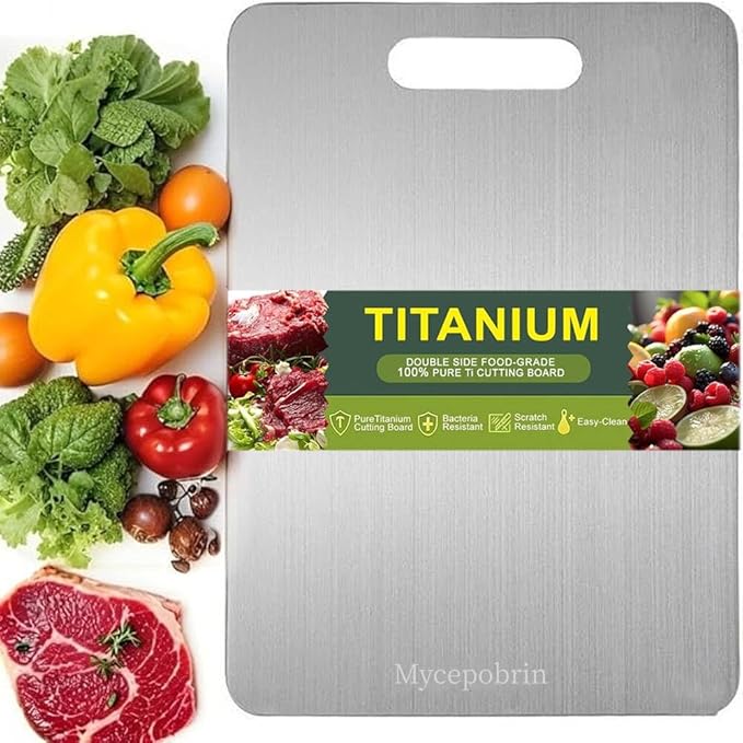 Katuchef Titanium Cutting Board, Siraat 100% Pure Apex Titanium Cutting Boards for Kitchen, Double Sided Non Toxic Celuxer Board for Cutting Meat Vegetable Fruit,Easy to clean(XXL:18.11L*11.81W)
