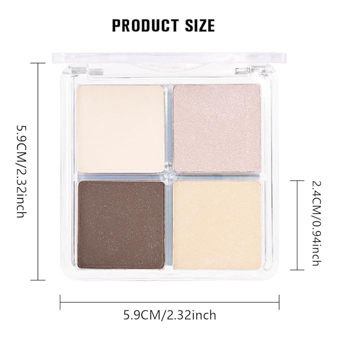 4 Colors Beige Nude Brown Pink Yellow Eye Shadow Powder Palette Makeup, Neutral Travel Matte Shimmer Creme QuadsEyeshadow Palette for Women Highly Pigmented Waterproof, paleta de sombras de ojos 01-BrightBean Baby