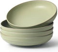 HAPPY KIT 9'' Large Pasta Bowls, 42 Oz Salad Bowl Set of 4, Stoneware Reactive Glaze Serving Bowls for Dessert, Soup, Fruit, Noodle, Scratch Resistant, Meadow Green