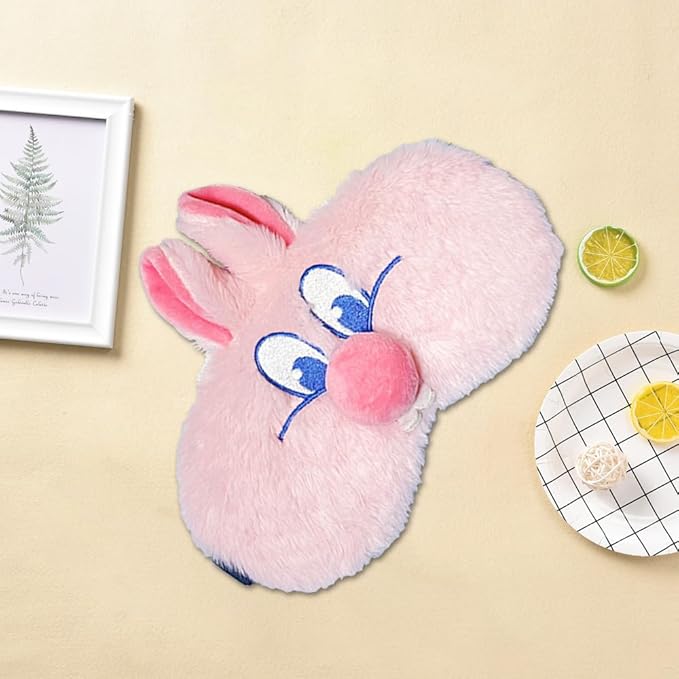 PERFECTSIGHT Bunny Eye Masks, Cute Plush Sleep Eye Cover Lightweight Adjustable Eyeshade Faux Fur Mask Cover for Women Men Sleep Travel Nap, Pink Nose-BrightBean Baby