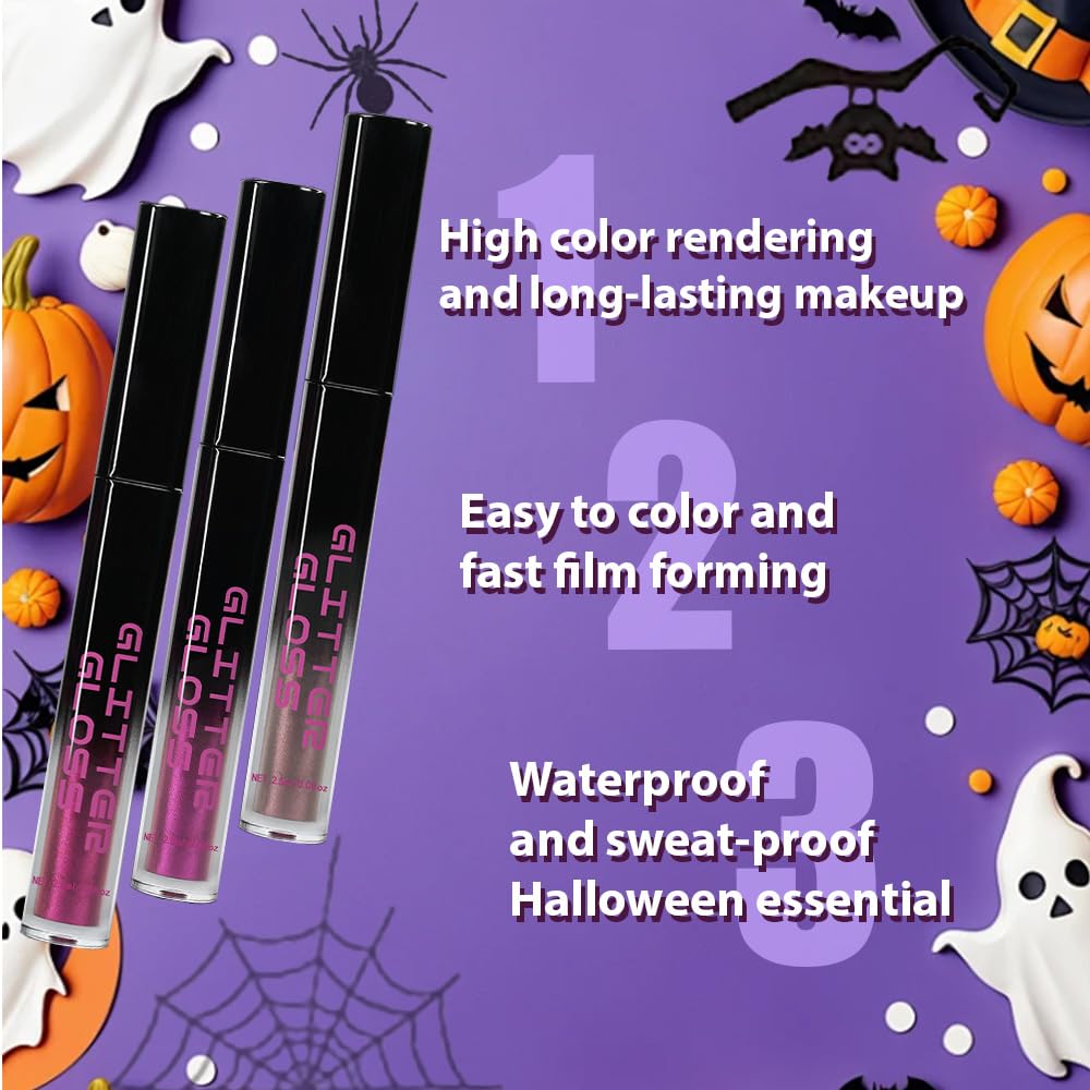 Taupe Purple Dark Purple Metallic Lipstick for Women,Glitter Sparkling Liquid Lipstick,Long Lasting Waterproof Lightweight Non-Drying Bold Dark Lip Gloss for Gothic Stage Makeup,Vegan-BrightBean Baby