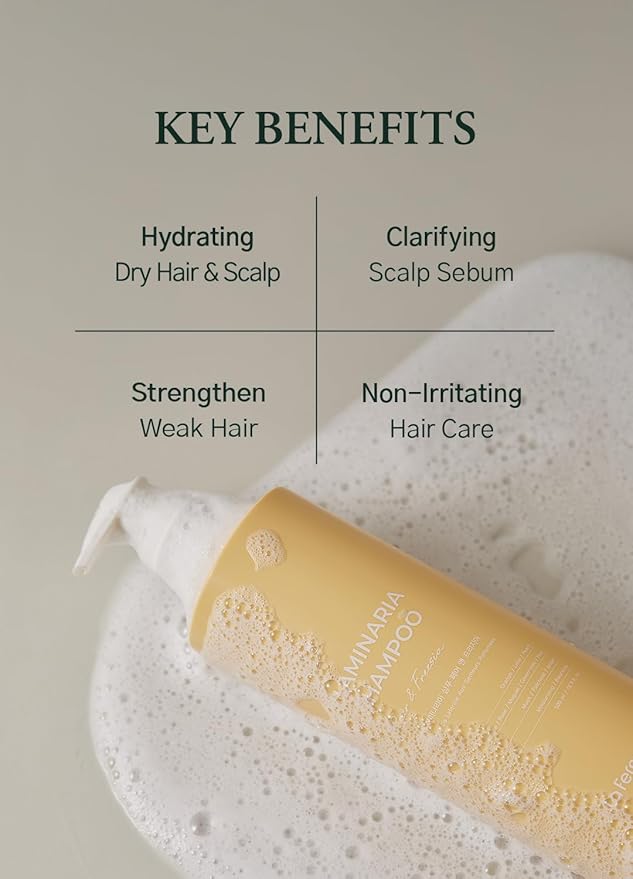 laferme Laminaria Shampoo with Organic Ingredient, Korean Clarifying Shampoo, Hydrating for Dry Hair, Strengthening for Weak Hair, Sulfate & Paraben-Free, for Women & Men, 33.8 FL OZ, White Musk-BrightBean Baby