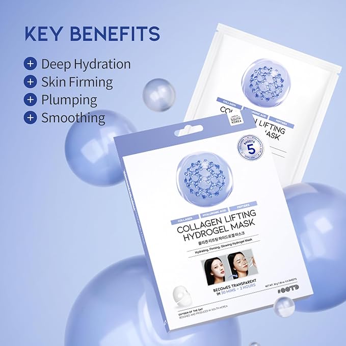 #OOTD Collagen, Hyaluronic Acid & Peptides for Elasticity, Hydration, and Firming. Lifting Hydrogel Sheet Mask - Face Mask (5pcs)-BrightBean Baby