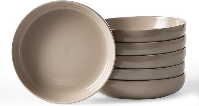 famiware Milkyway 33 oz Bowl Set, Pasta Bowls Set of 6, Salad Bowls Perfect for Your Friend for Housewarming, Thanksgiving, Christmas, Cinnamon Brown