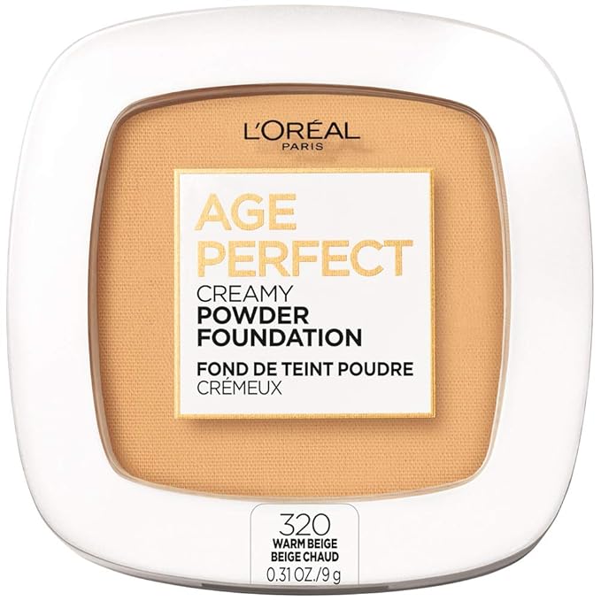 L'Oreal Paris Age Perfect Creamy Powder Foundation Compact, 320 Warm Beige, 0.31 Ounce-BrightBean Baby