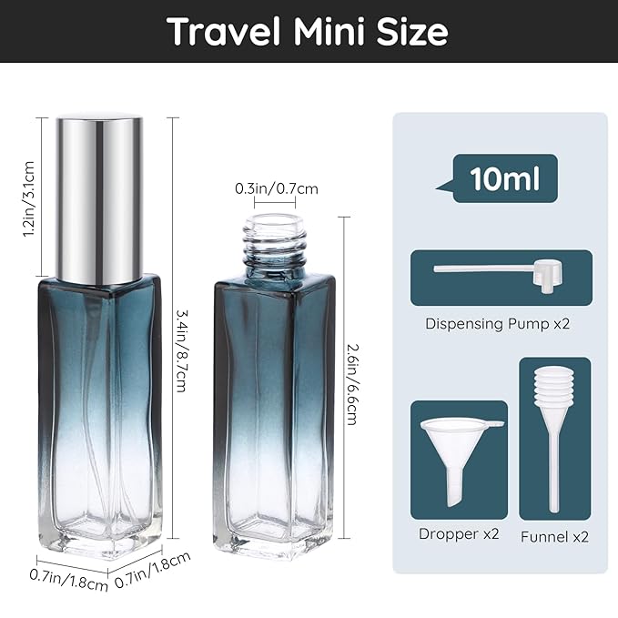 Segbeauty 10pcs Perfume Travel Refillable, 10ML Glass Spray Bottles Perfume Atomizer, Mini Travel Size Dispenser Bottle Set Atomizer Sprayer for Perfume Toiletries Cosmetic Container Spray Bottle-BrightBean Baby