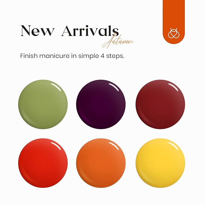 Beetles Fall Gel Polish Set, Burgundy Red Green Orange 6 Colors Gel Nail Polish Colors Sunset Leaves Soak Off Nail Art Lamp UV LED Cured Manicure Nail at Home Gifts for Women-BrightBean Baby