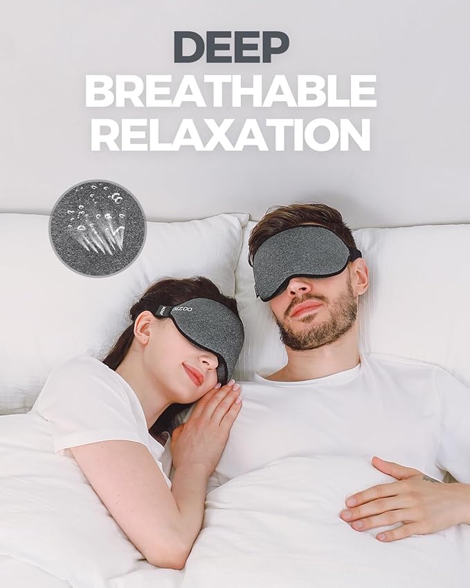 MZOO Luxury Sleep Mask for Back, Side Sleeper, Complete Light Blocking Sleeping Eye Mask Night Blindfold, 3D Zero Pressure & Spacious for Lash Extensions, Breathable Soft Eye Cover Flight Nap Travel-BrightBean Baby