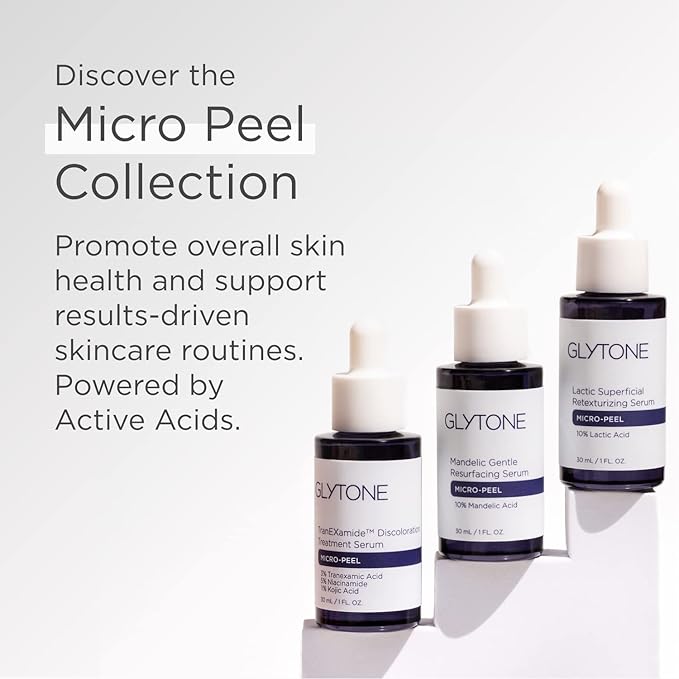 Glytone Micro-Peel Lactic Superficial Retexturizing Serum | Anti-Aging AHA Exfoliating Serum for Face with 10% Lactic Acid | Hydrates, Brightens & Reduces Wrinkles | Paraben-Free - 1 Fl oz-BrightBean Baby