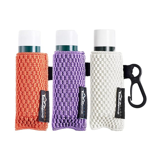 WKieason Lip Balm Sleeves Holder Keychain 3pcs Clip on Chapstick Keychain Holder Pouch Tight-Knit Elastic Lipstick Key Chain Holder (Orange/Purple/Beige)-BrightBean Baby