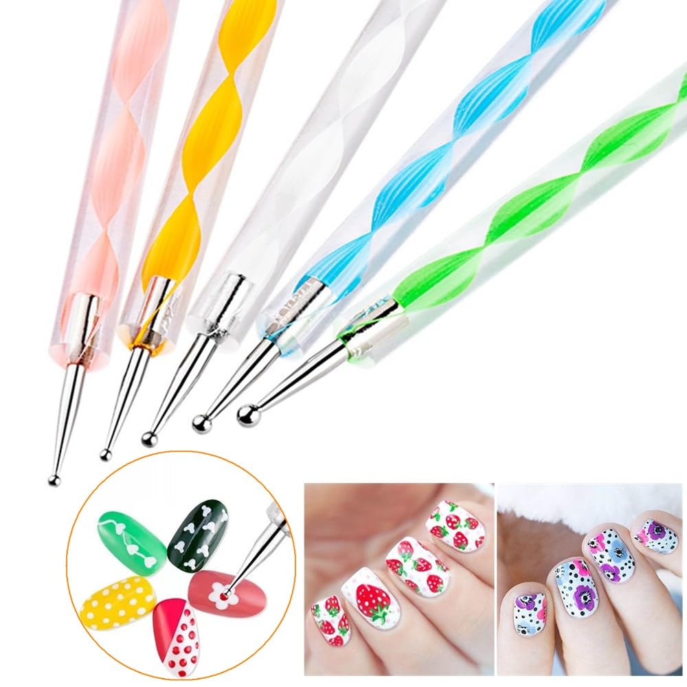 Nail Art Design 11PCS Kits - Resin Nail Art Palette, 5Pcs Nail Art Sculpture Pen Dual Tipped Silicone Nail Tools, 5Pcs Double Ended Nail Dotting Pens-BrightBean Baby